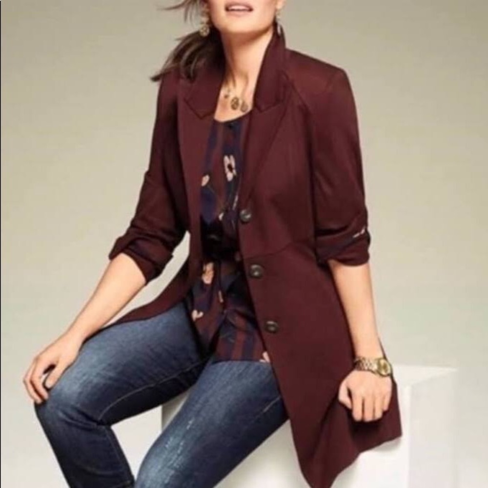 CAbi Boss Jacket Burgundy Blazer Coat